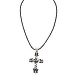 lia sophia crystal cross leather cord Necklace